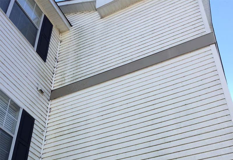 Exterior siding before pressure washing