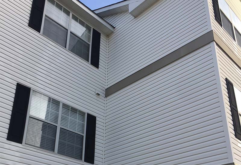 Exterior siding after pressure washing