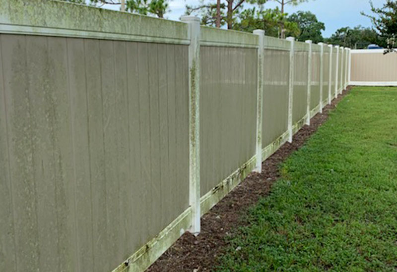 Fence before getting pressure washed