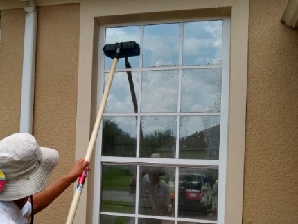 Mallard Staff cleaning windows